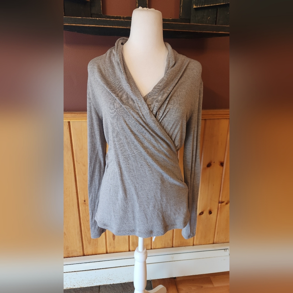 Banana Republic Draped Jersey Top Heather Gray Size Small